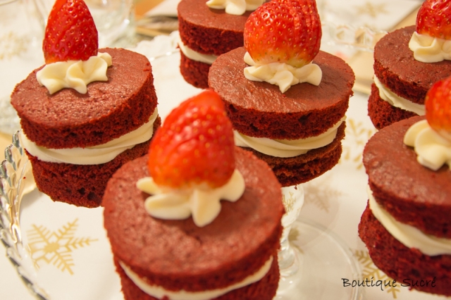 Mini cakes red velvet con crema de chocolate blanco